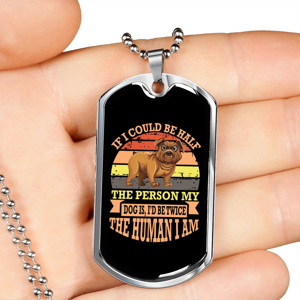 Peach Stainless Steel Dog Tag Necklace 24" Chain X20936