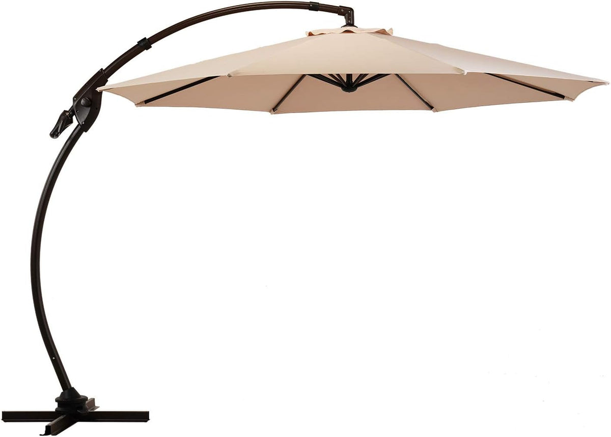 11 FT Curvy Aluminum Offset Umbrella with Base W50004