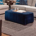 Rectangle Cocktail Ottoman Frost White Finish/Blue and Gray and Beige Stripe X377485