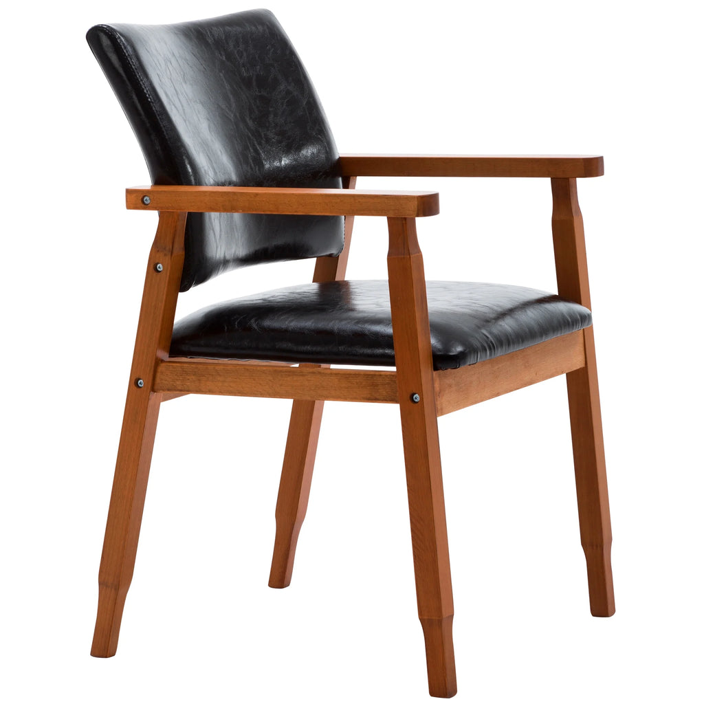 Black PU Leather Upholstered Arm Chair, Set of 1 D42360