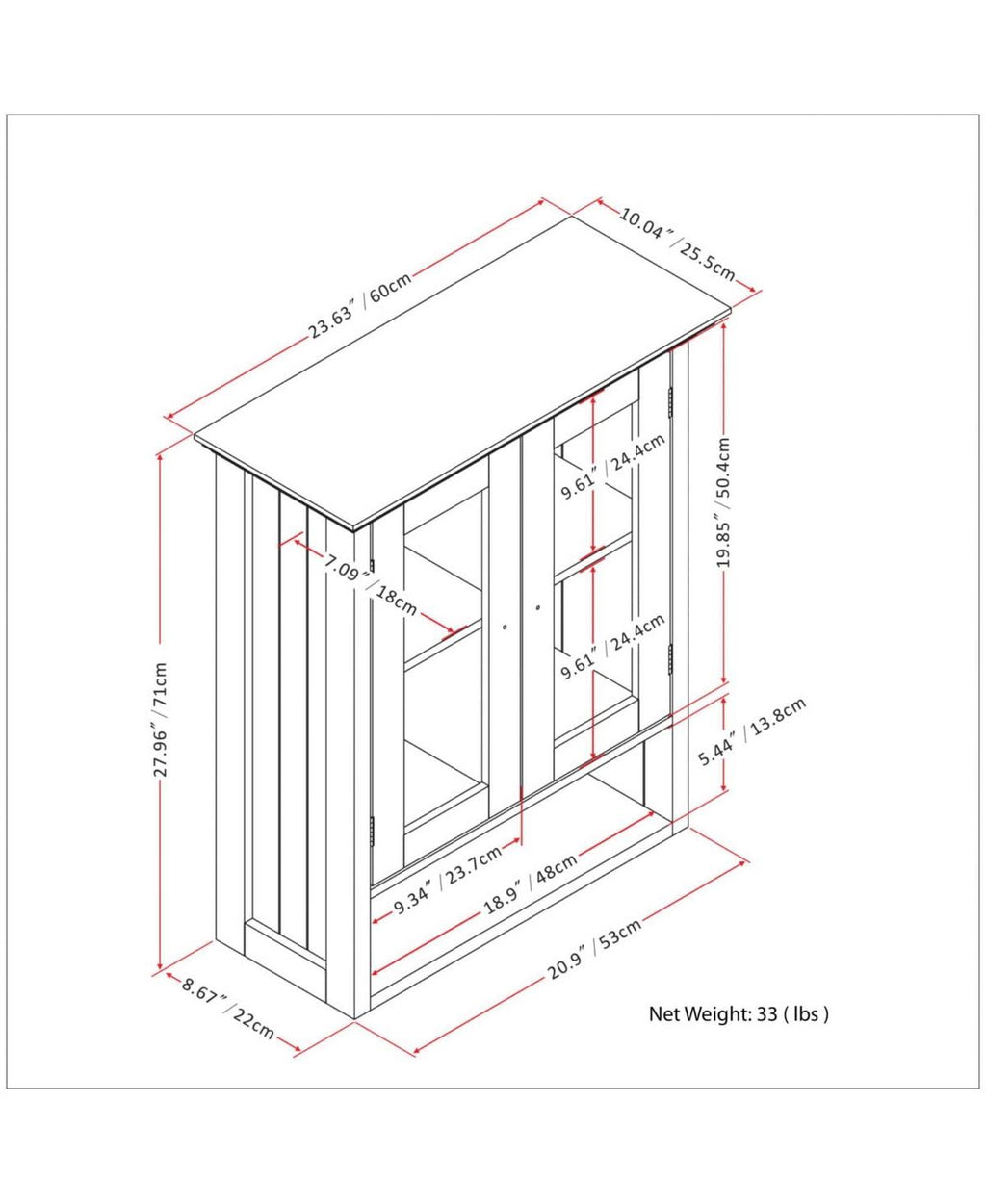 Double Door Wall Cabinet in Pure White T6873