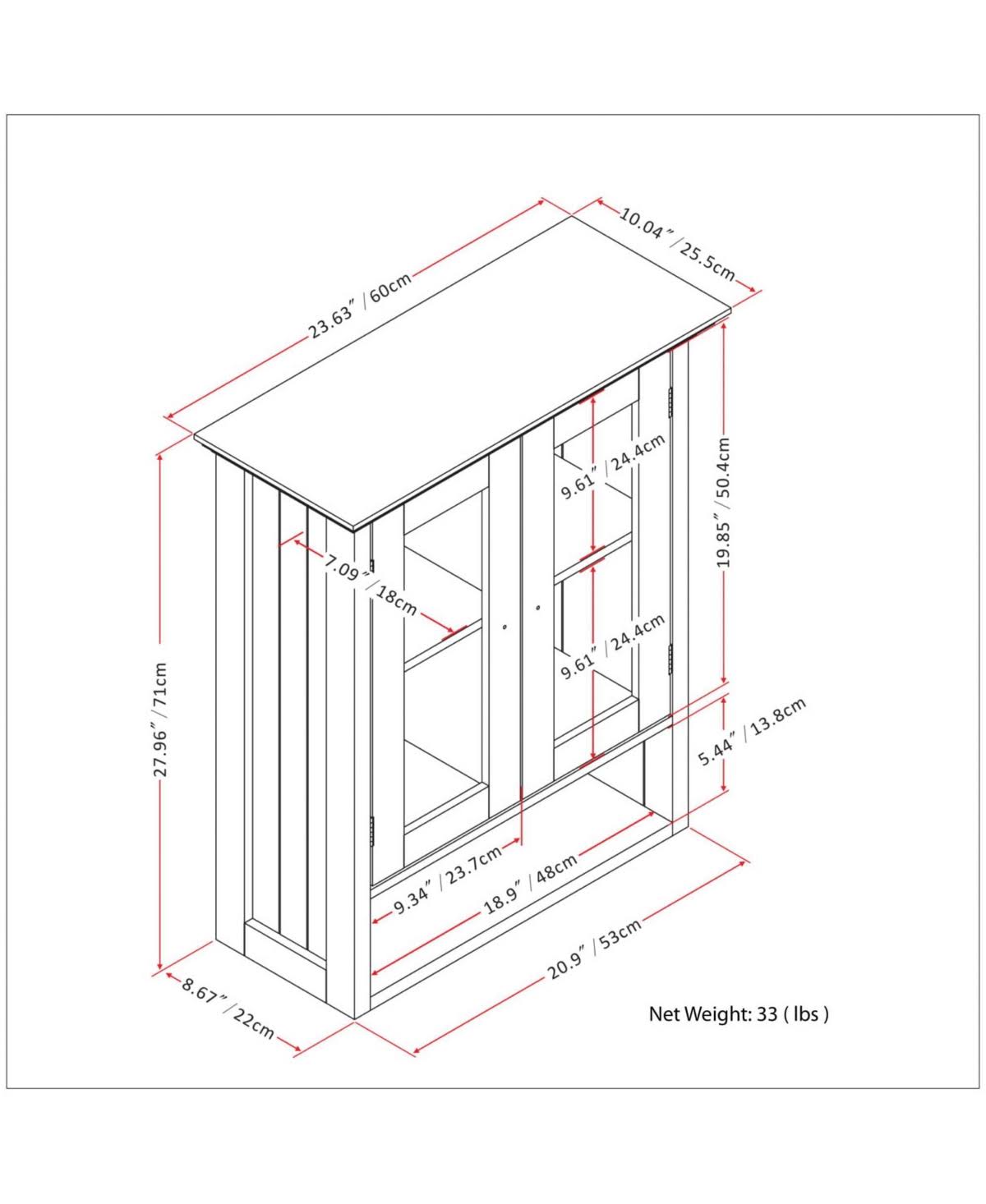 Double Door Wall Cabinet in Pure White T6873