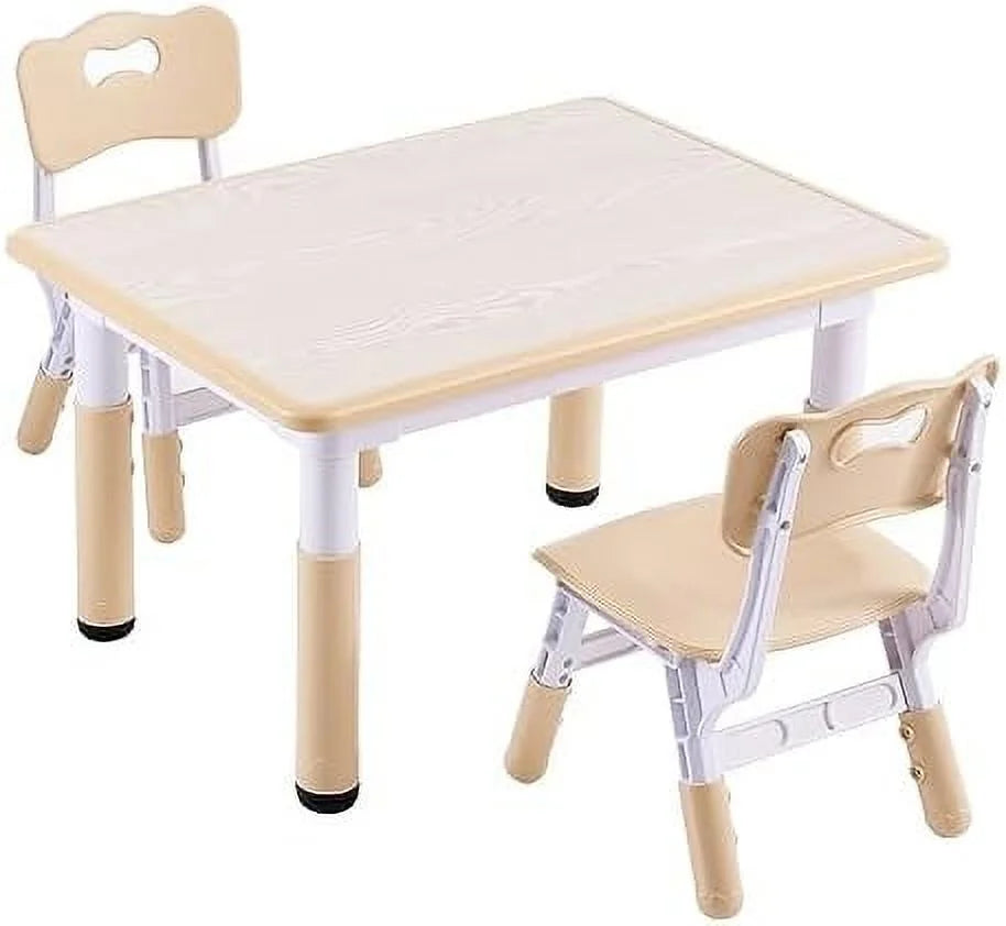 Height-Adjustable Toddler Table and 2 Chairs Set with Graffiti Desktop T321534