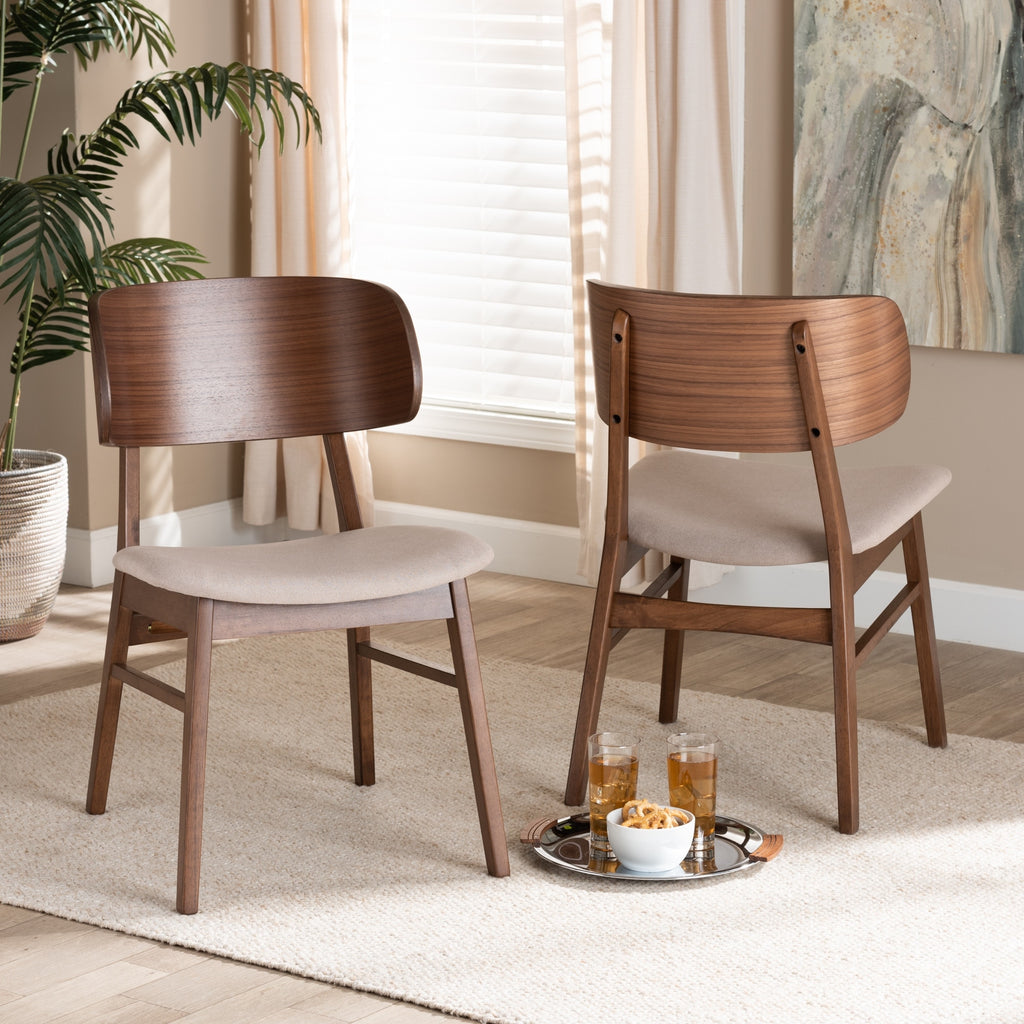 Beige Wood Dining Chair Set (2PCs) D7597