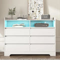 White 6 Drawer Wood Dresser with 2 Cubby C86740