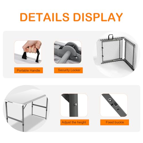 6FT Folding Table with Carrying Handle Portable Plastic Z365217