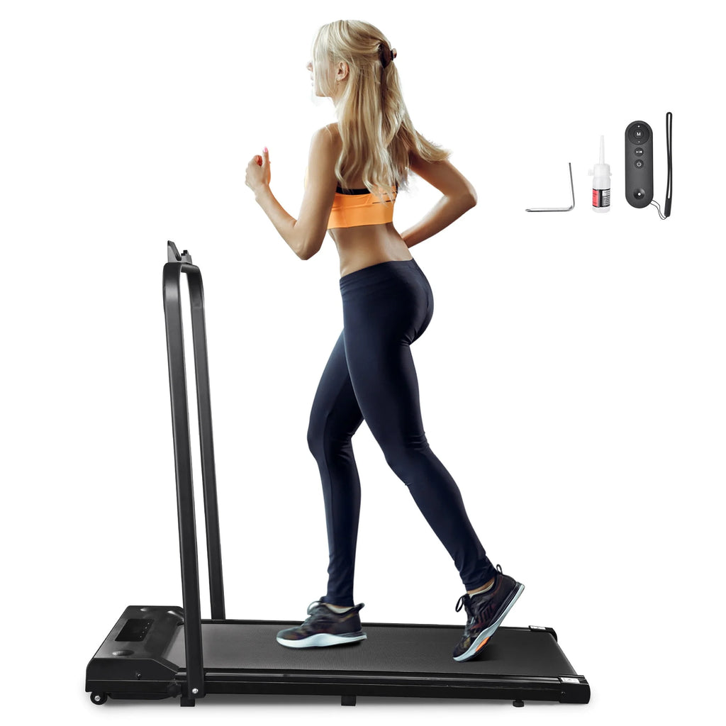 White Folding Electric Treadmill with LCD Display U579