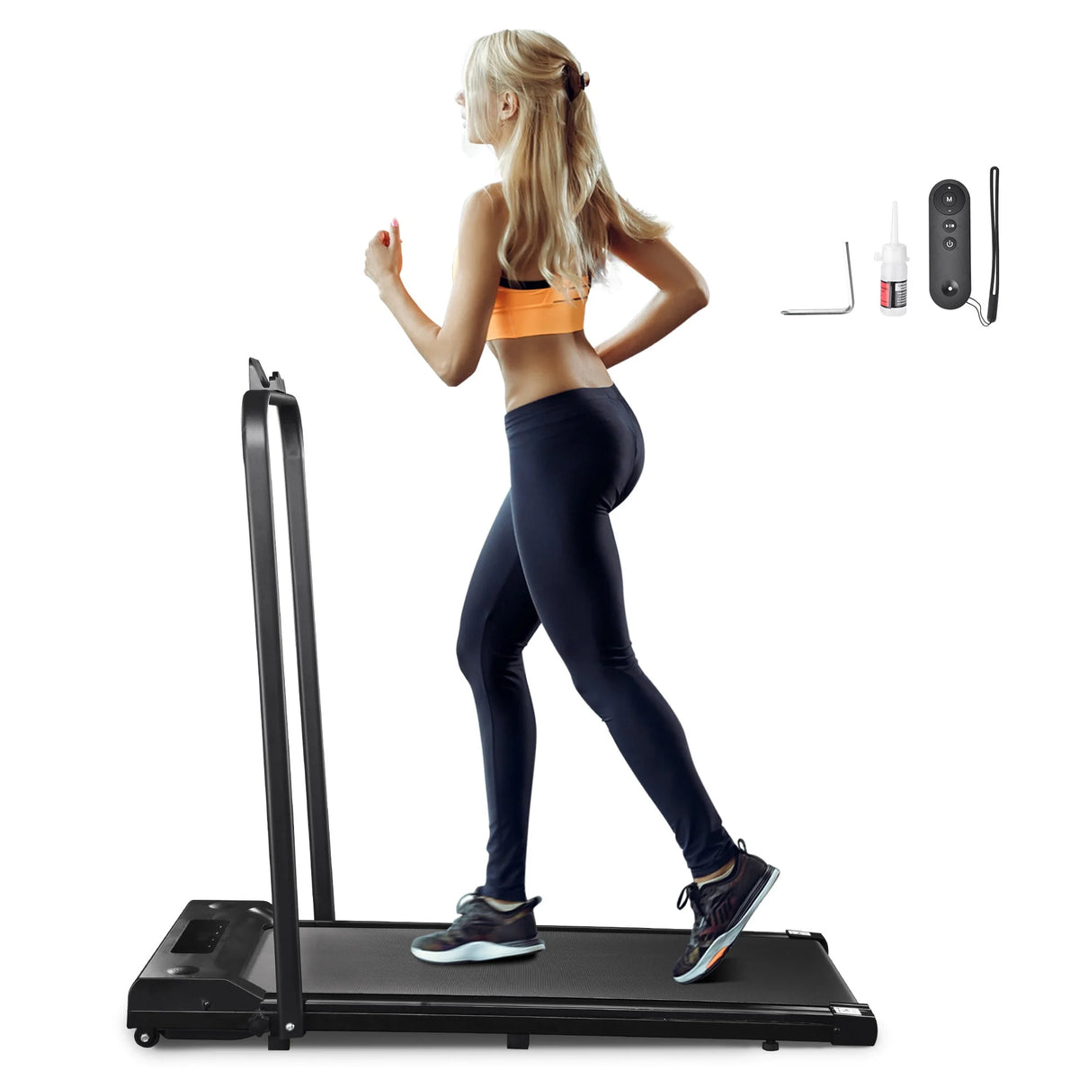 White Folding Electric Treadmill with LCD Display U579