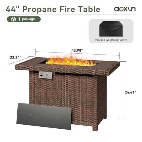 41" Propane Fire Pit Table 50,000 BTU with Removable Lid & Waterproof Cover Black I471383