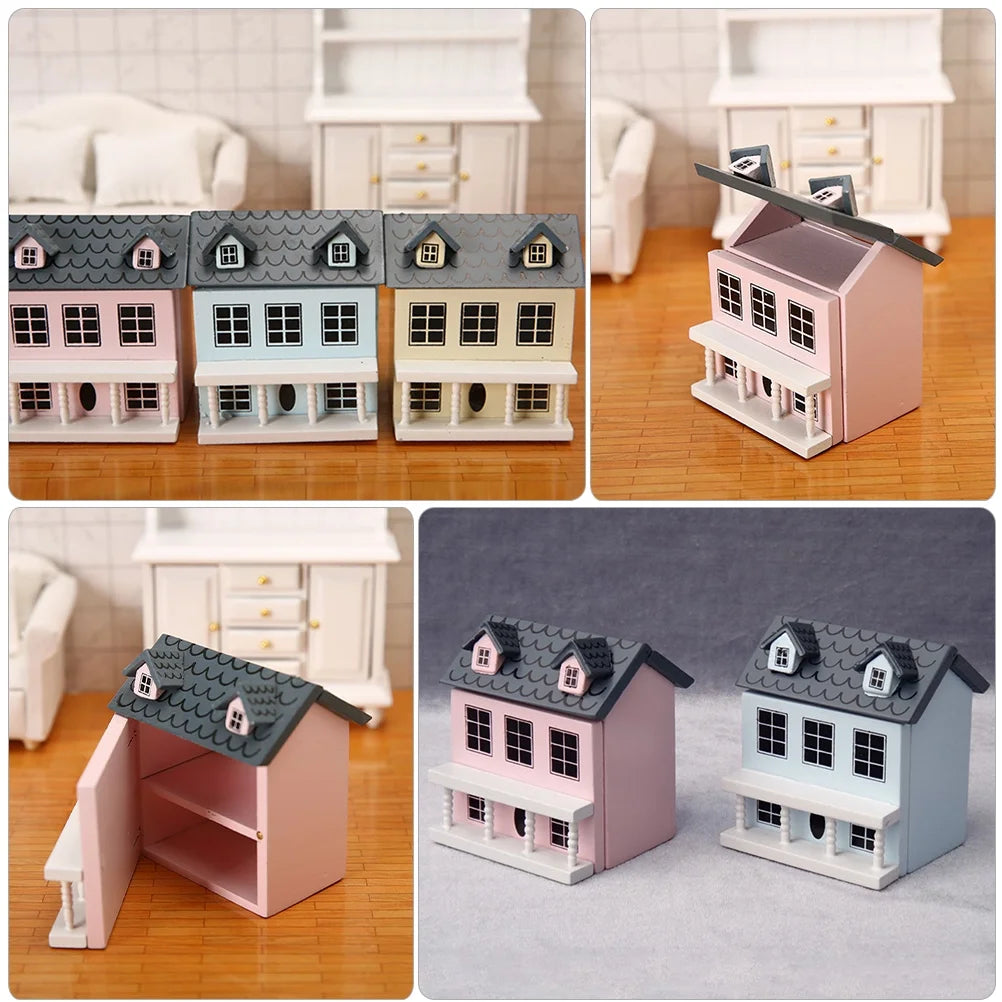 5pcs Wood Miniature House Ornament O24704