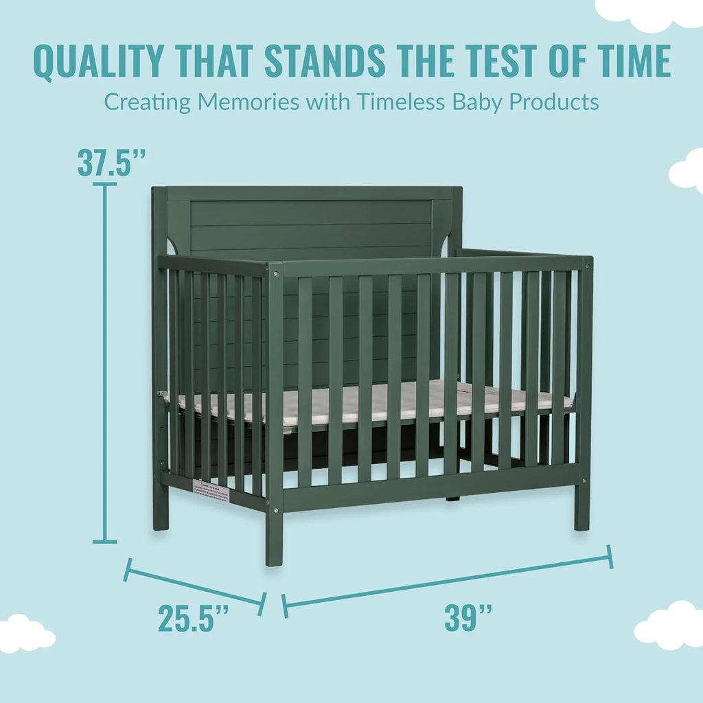 4 in 1 Convertible Mini Portable Crib with 3 Mattress Height Settings M4419