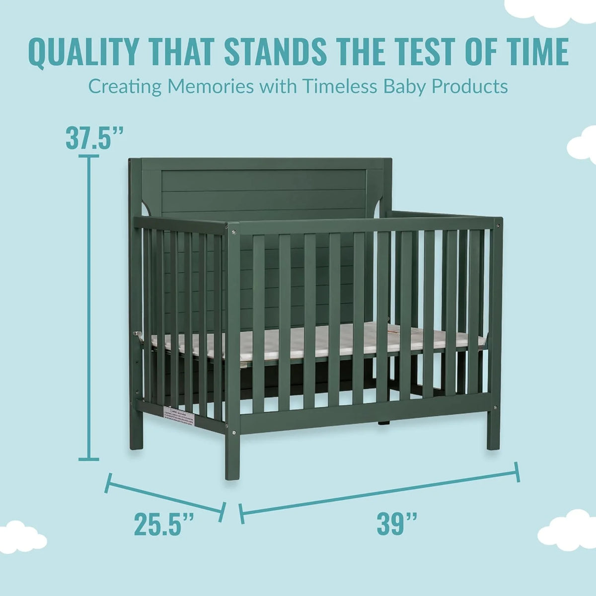 4 in 1 Convertible Mini Portable Crib with 3 Mattress Height Settings M4419