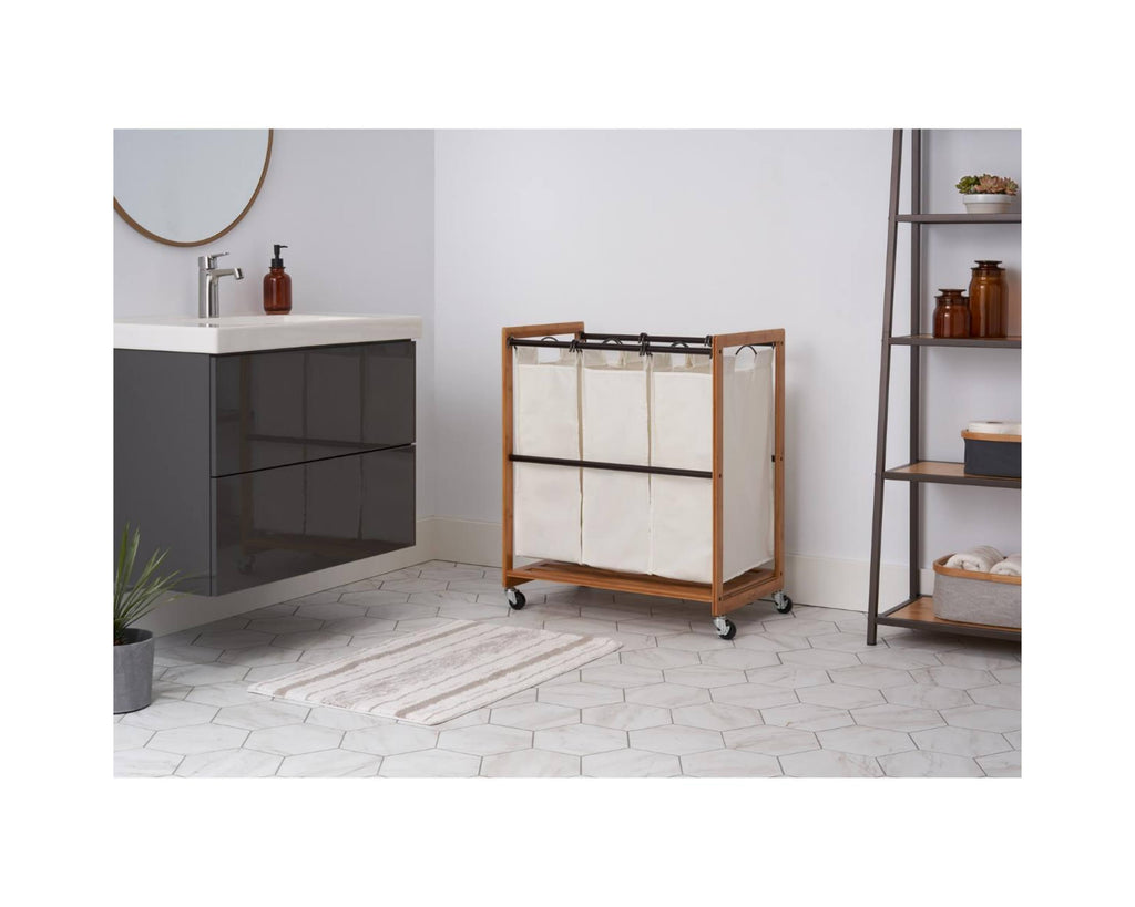 Bamboo Laundry Cart with 3 Bags Q237731