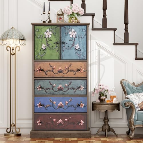 50'' Tall 4 Drawer 2 Door Wood Dresser K1546