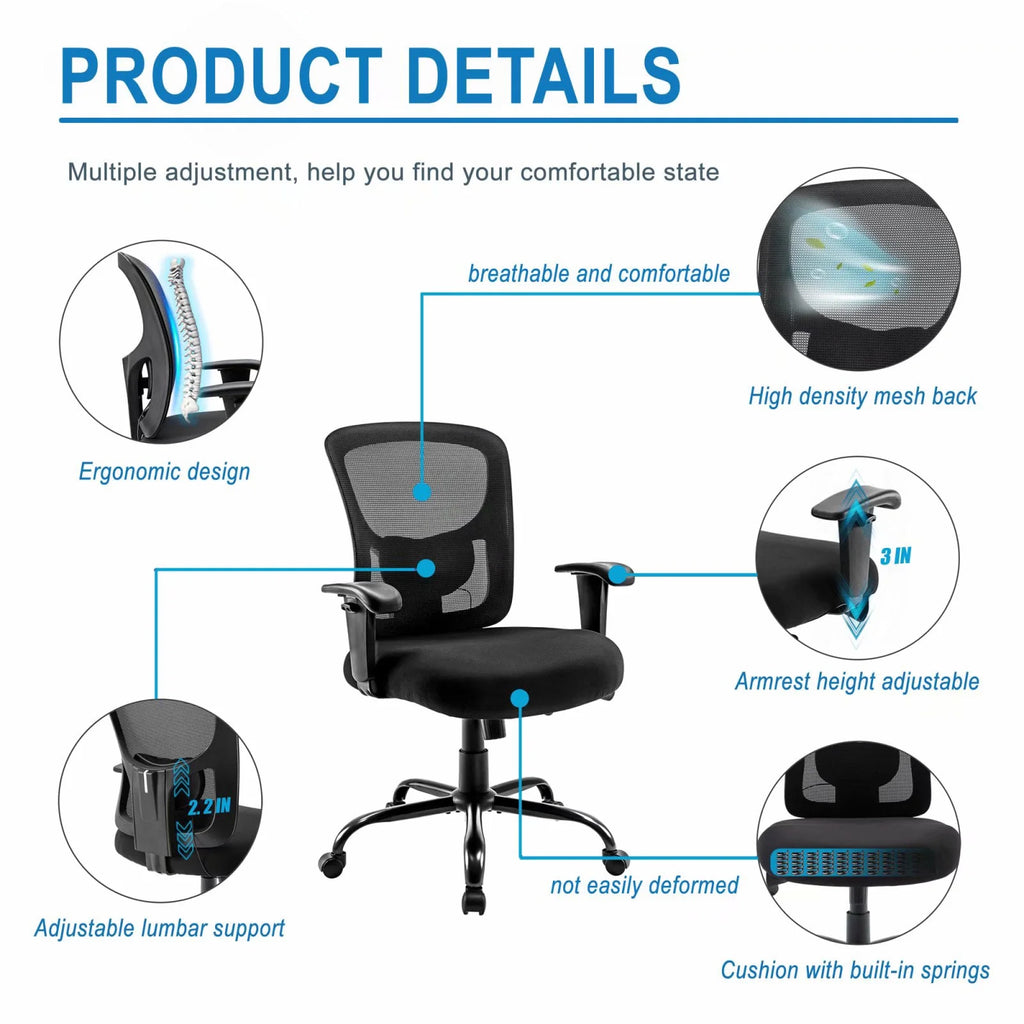 Black Ergonomic Mesh Office Chair with Arms N499889