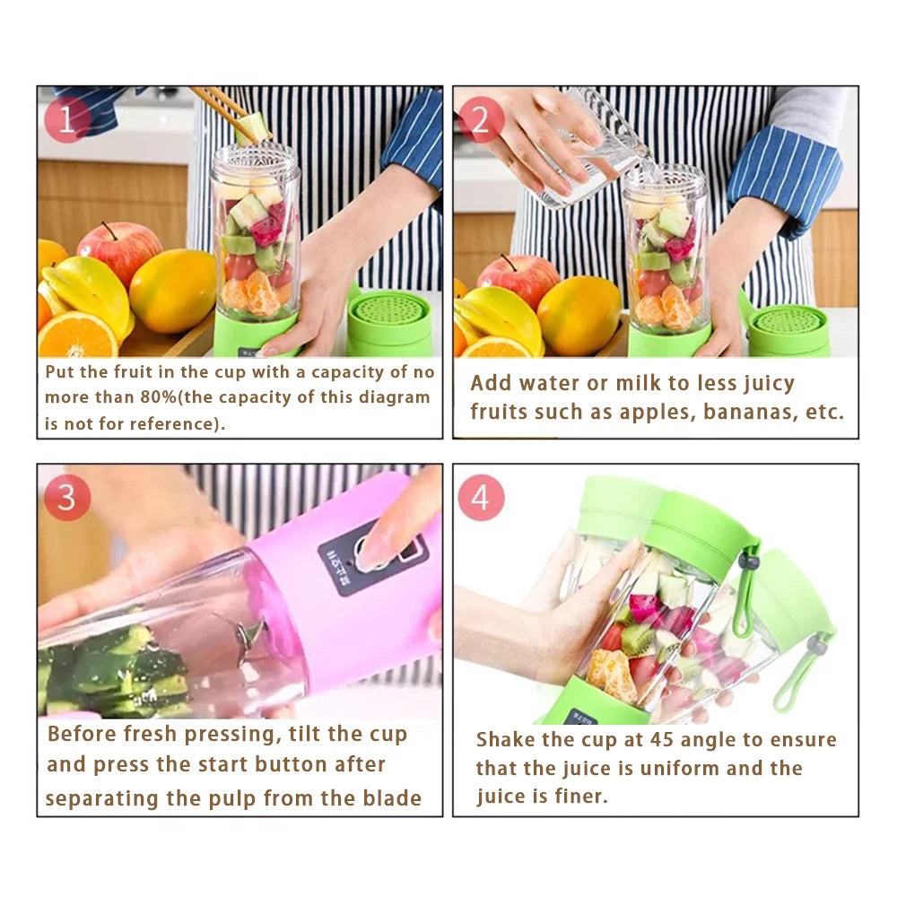 Portable Mini Blender with USB Rechargeable Batteries, Pink P170052