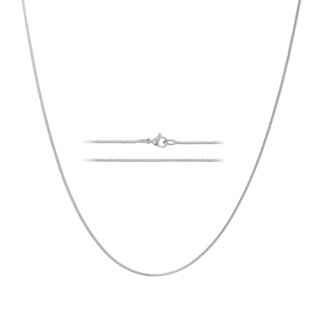 White Gold Over Stainless Steel Box Chain Necklace M610