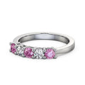 14K White Gold Pink Sapphire Diamond Eternity Band H756