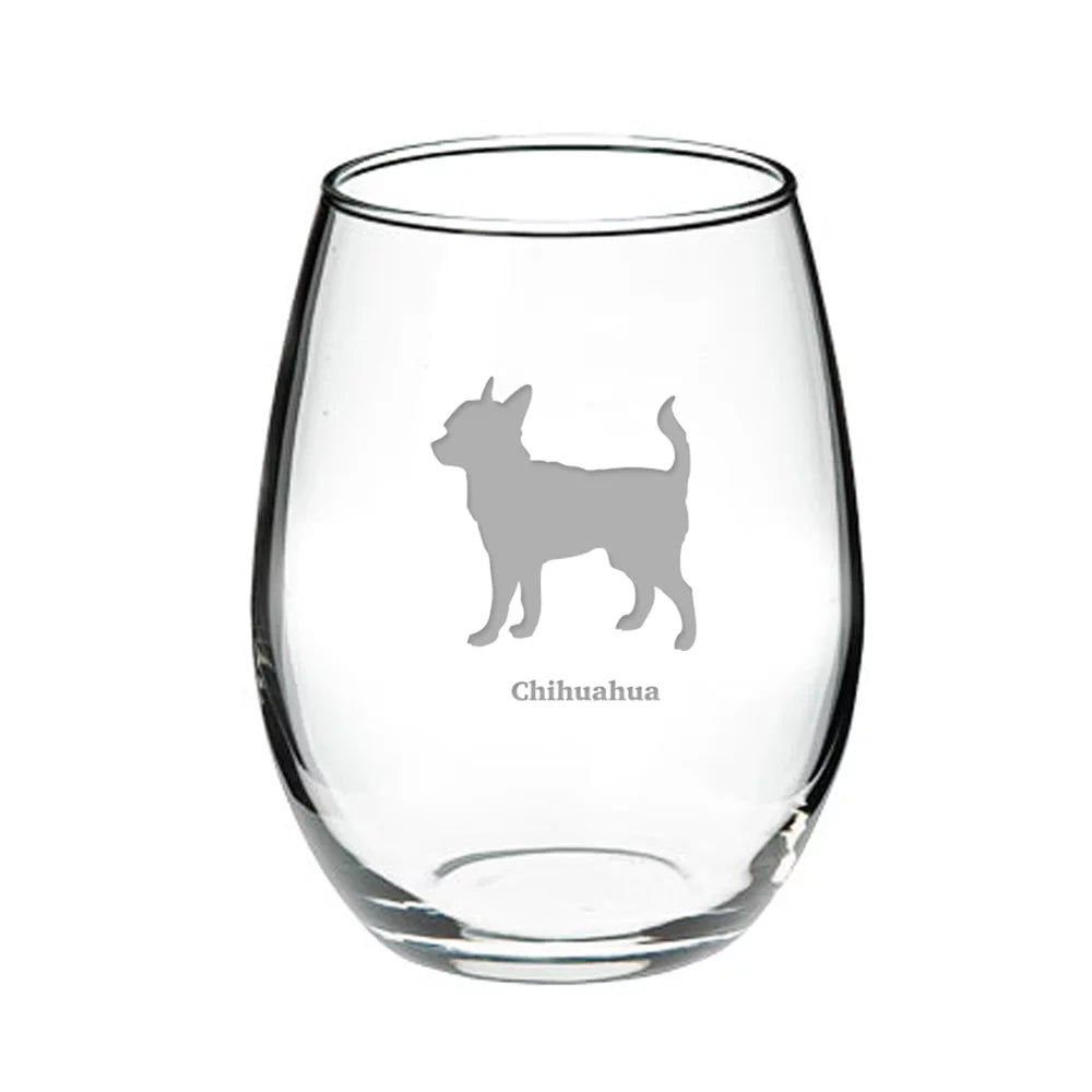 Deep Etched Stemless Red Wine Glass T2522