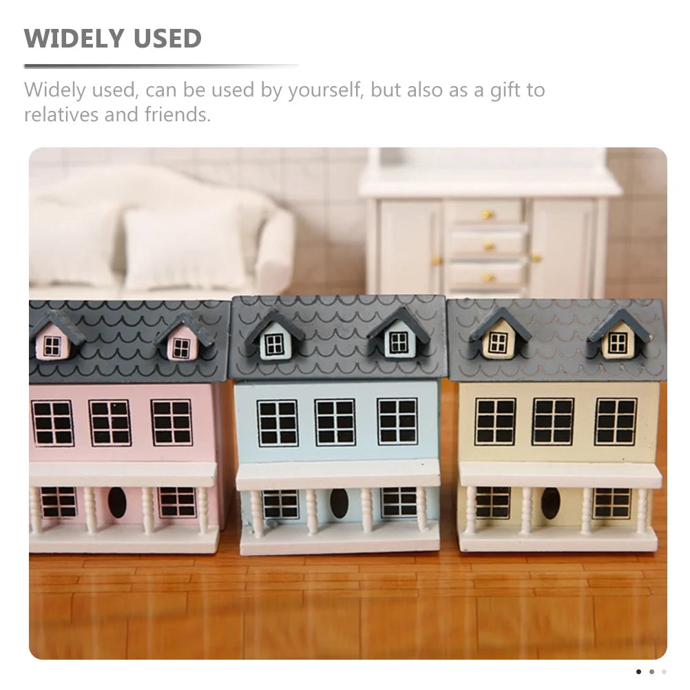 5pcs Wood Miniature House Ornament O24704
