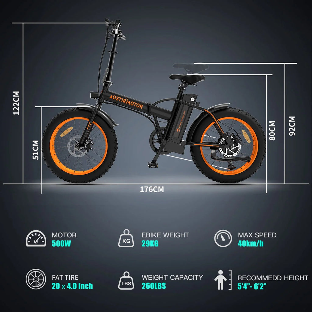 Folding Electric Bike 20 inch Fat Tire 500W 36V 13AH C173