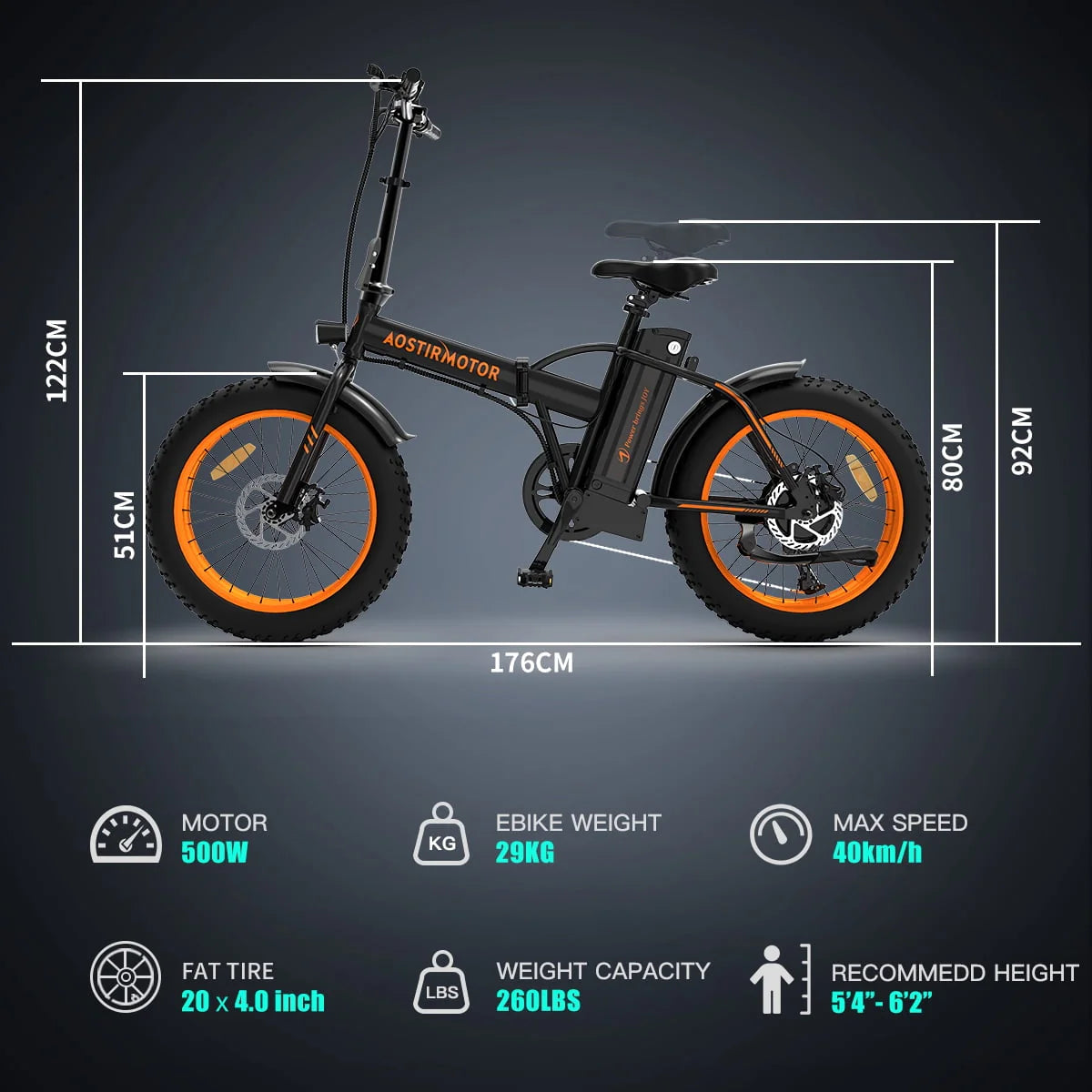 Folding Electric Bike 20 inch Fat Tire 500W 36V 13AH C173