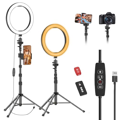 10" Dimmable LED Ring Light with Tripod Stands and Phone Holder Y823