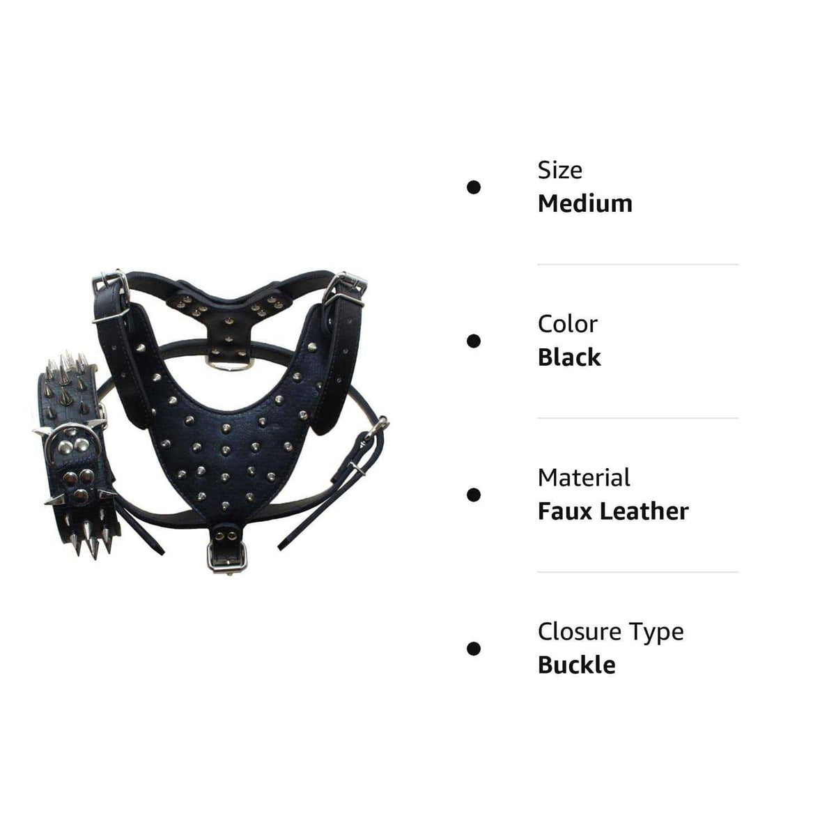 Leather Spiked Studded Dog Collars Harnesses Matching Set M890560