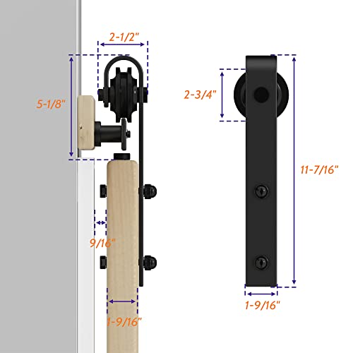 6FT Sliding Barn Door Hardware Kit Black F476