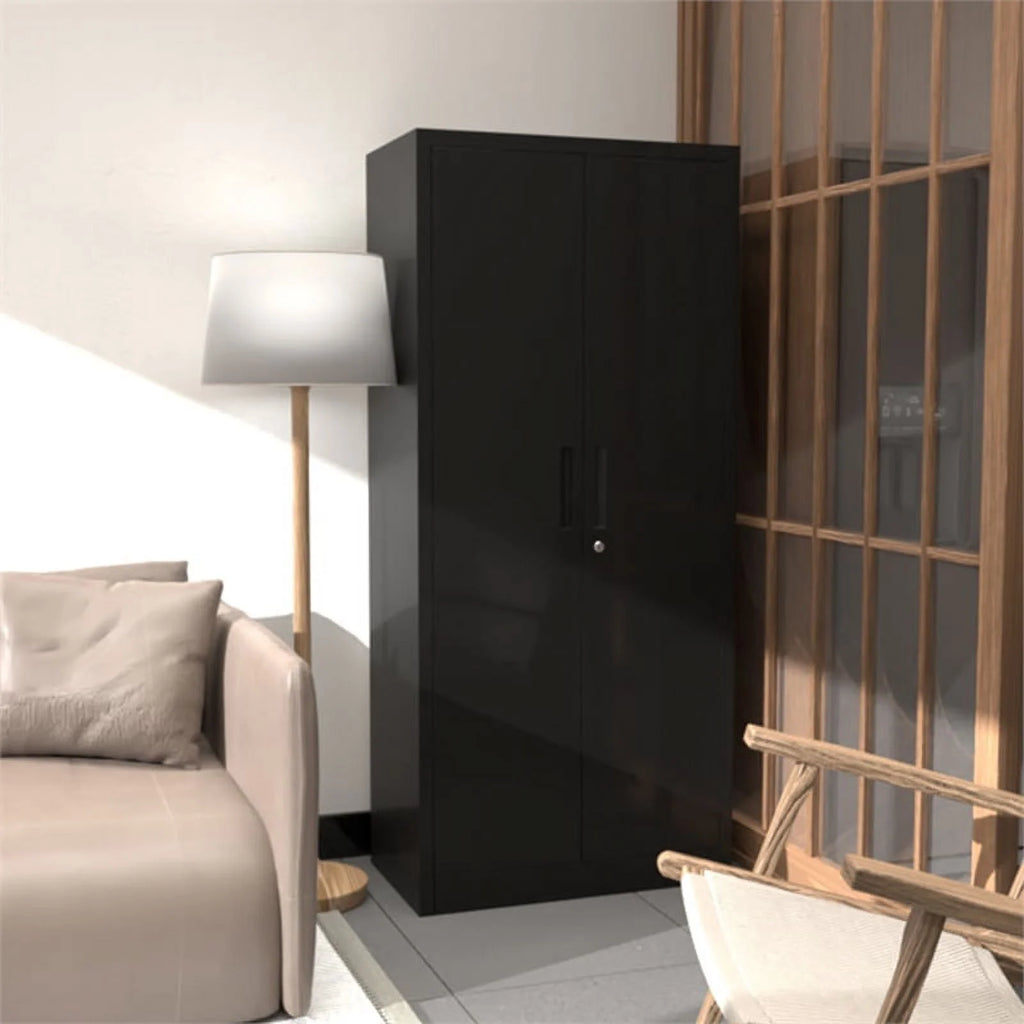 Black Metal Garage Storage Cabinet with Doors and Lock L182362