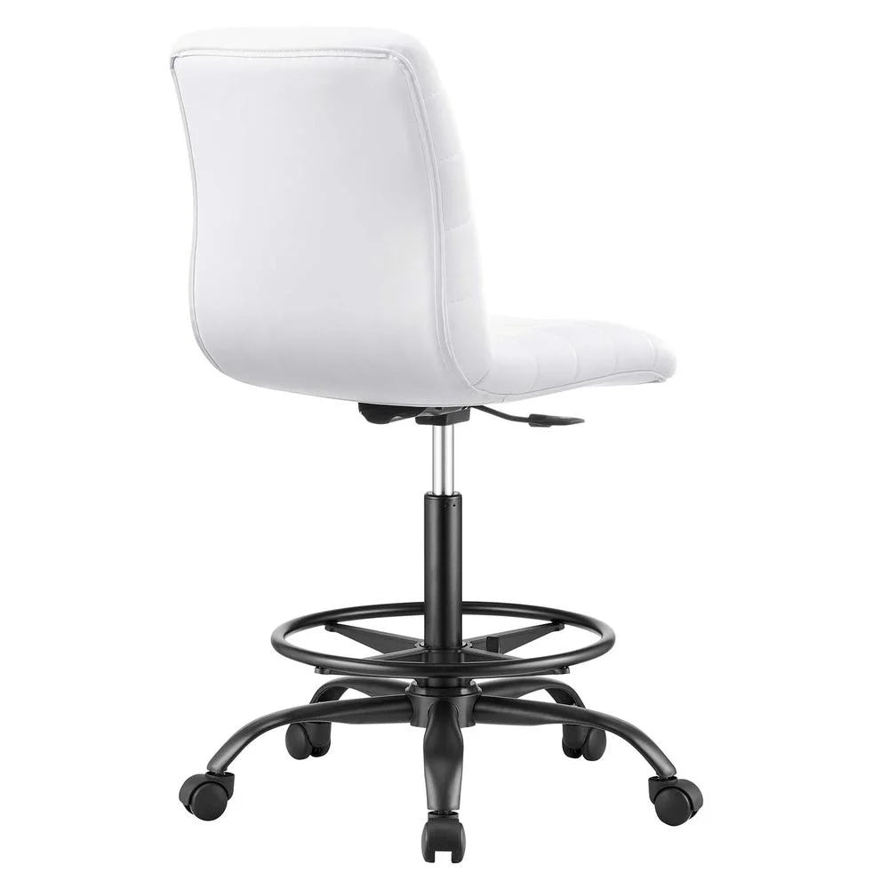 Black White Vegan Leather Drafting Chair N39755