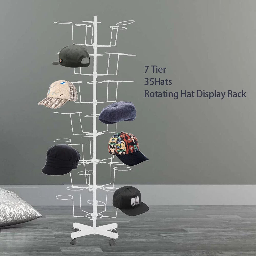 Adjustable Rotating 7 Tier Hat Display Rack J59117