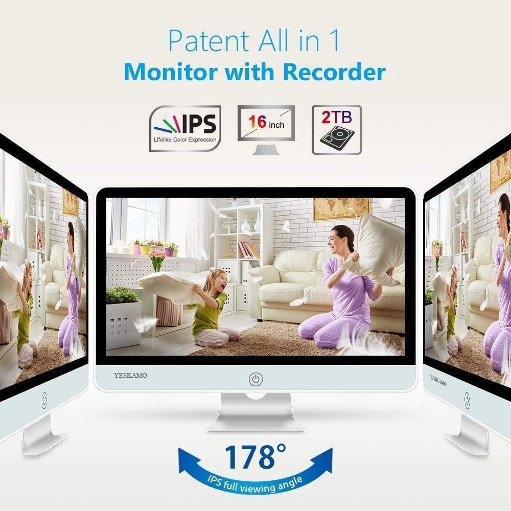 16inch 1080p IPS Monitor 2TB Hard Drive 3MP Spotlight IP Cameras 8CH WiFi Surveillance System Z8669