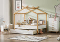 White Full Size Wooden House Bed with Trundle and 6-Drawer Chest P26705