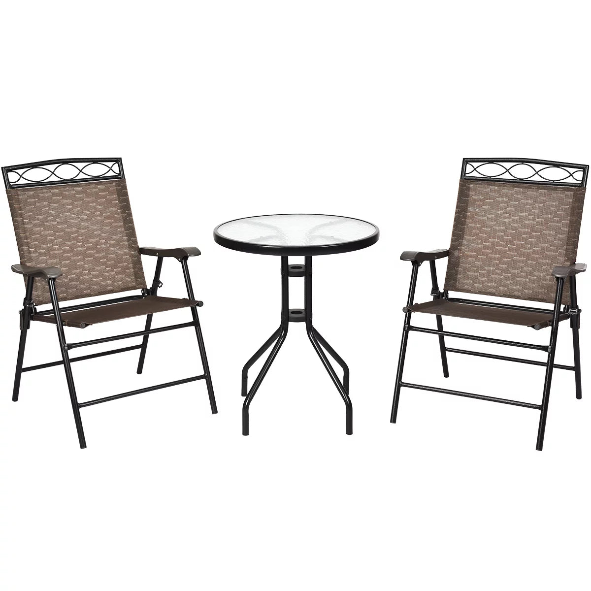3PCS Bistro Set with Folding Chairs Table W72759