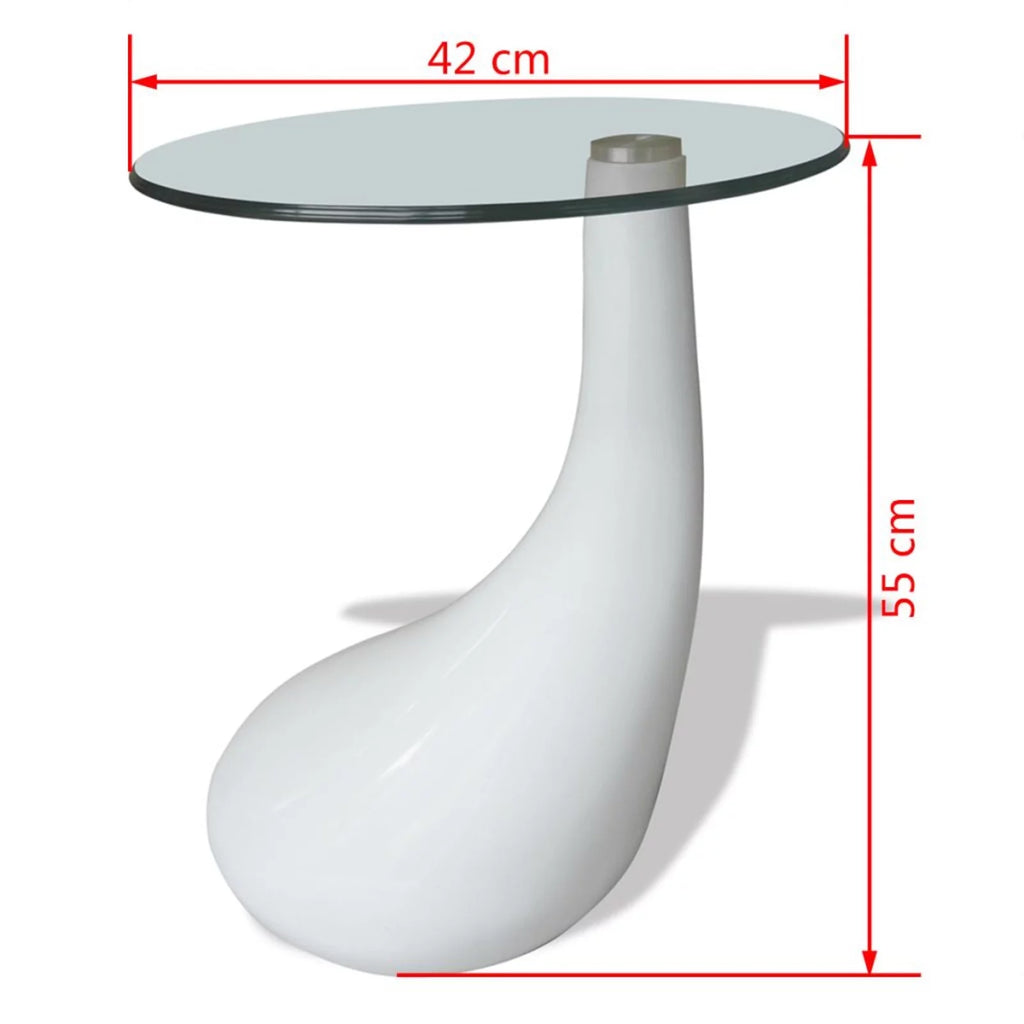 Round Glass Top White Coffee Table E9890