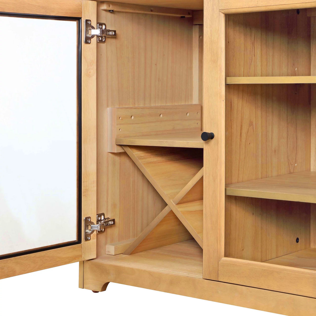 Natural Oak Bar Cabinet with Solid Wood Frame O505