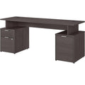 72w Desk with Drawers and Small Storage Cabinet, Storm Gray U97481