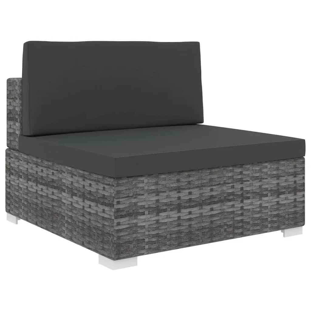 Gray Poly Rattan Sectional Middle Seat with Cushions J72022