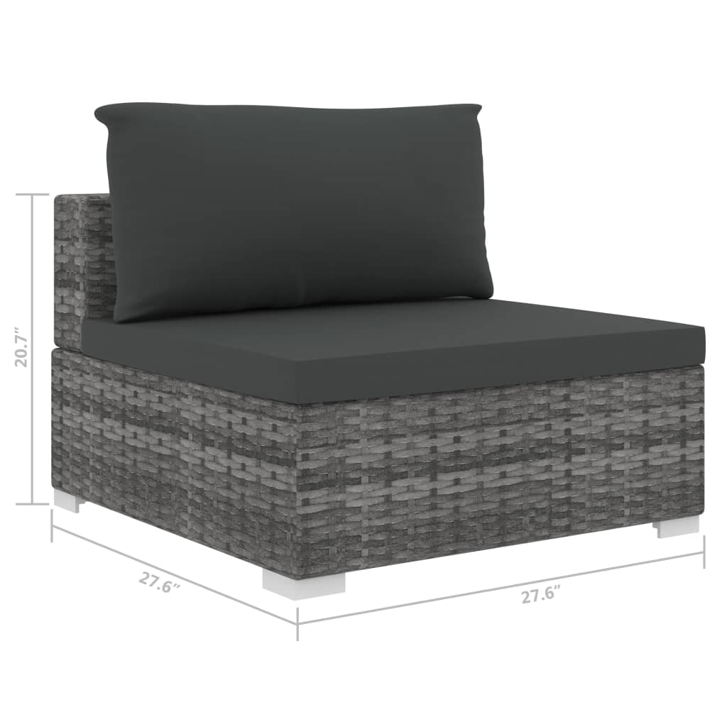 Gray Poly Rattan Sectional Middle Seat with Cushions J72022
