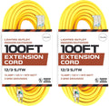 25 ft Lighted Outdoor Extension Cord, 12/3 SJTW Heavy Duty Yellow Extension Cable with 3 Prong Grounded Plug C593