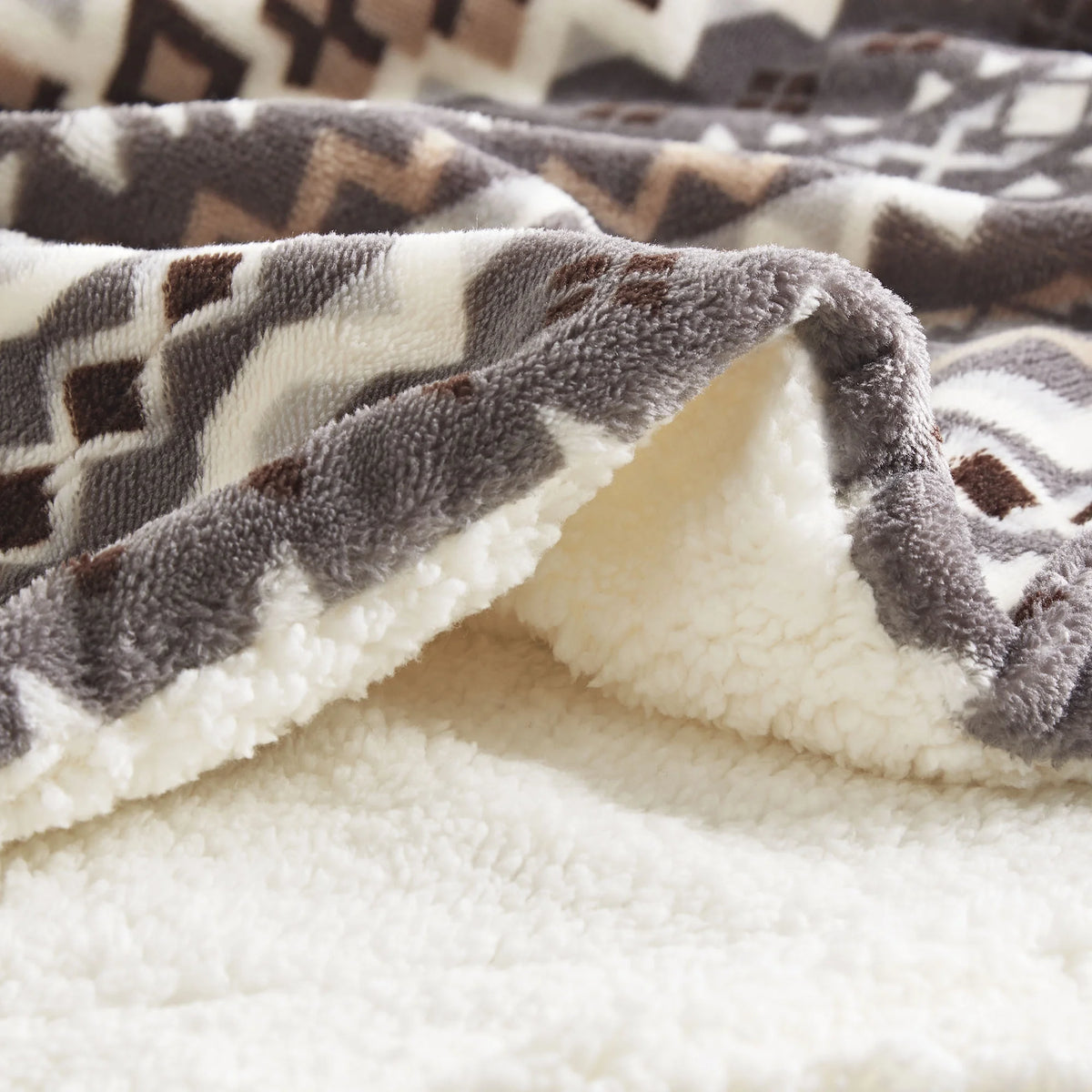 Sherpa Plush Reversible Fleece Throw Blanket P3755