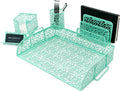 Mint Green 5 Piece Desk Organizer Set Y38471