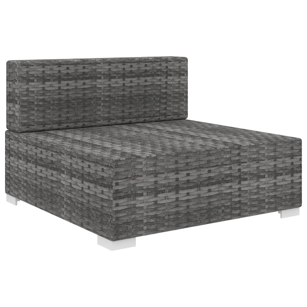 Gray Poly Rattan Sectional Middle Seat with Cushions J72022
