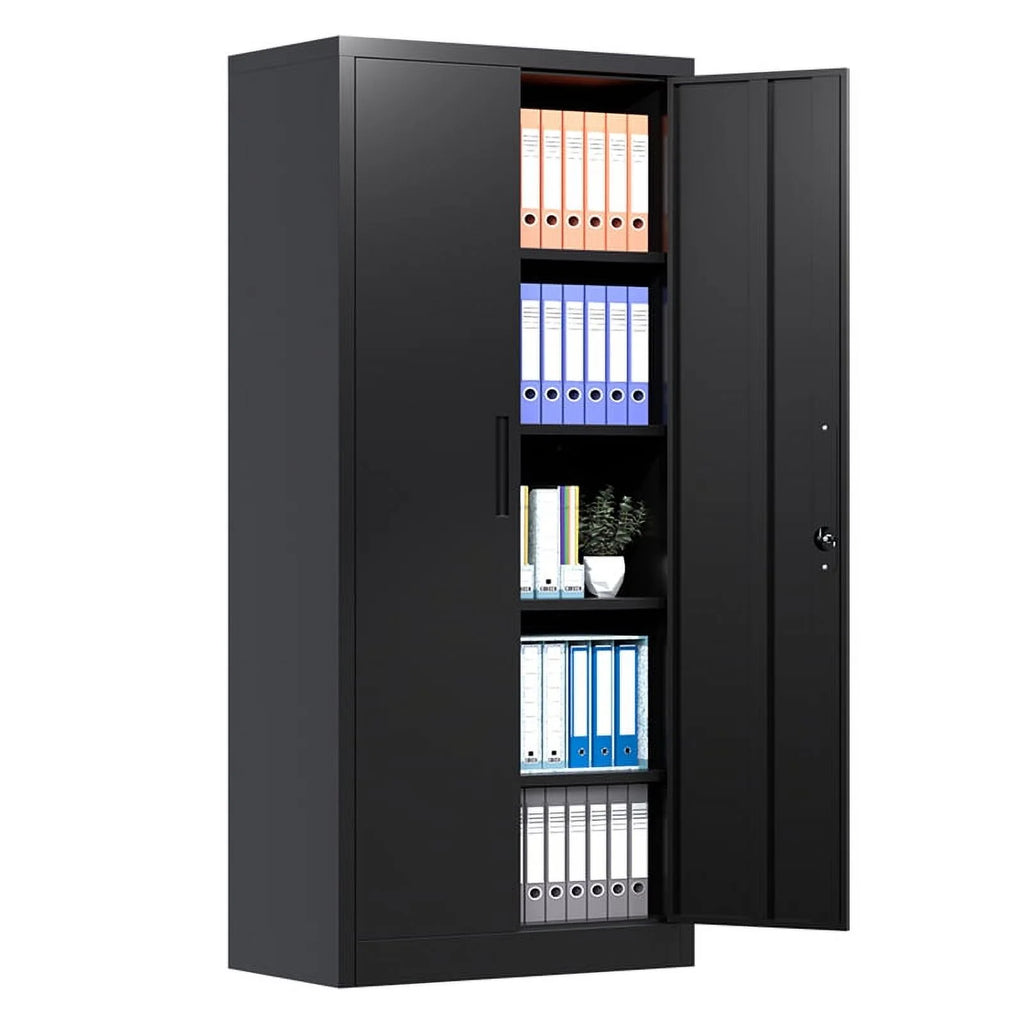Black Metal Garage Storage Cabinet with Doors and Lock L182362