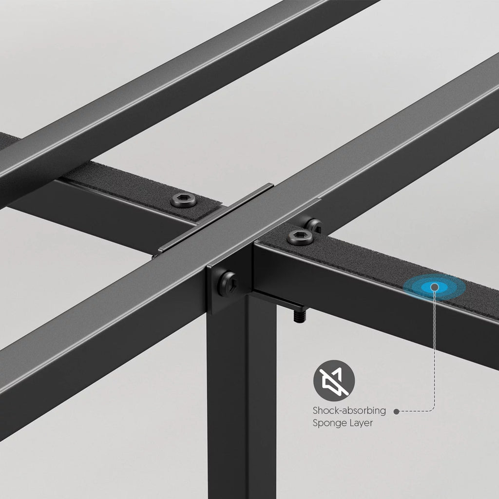 Queen Size Steel Platform Bed Frame with Wood Headboard O579