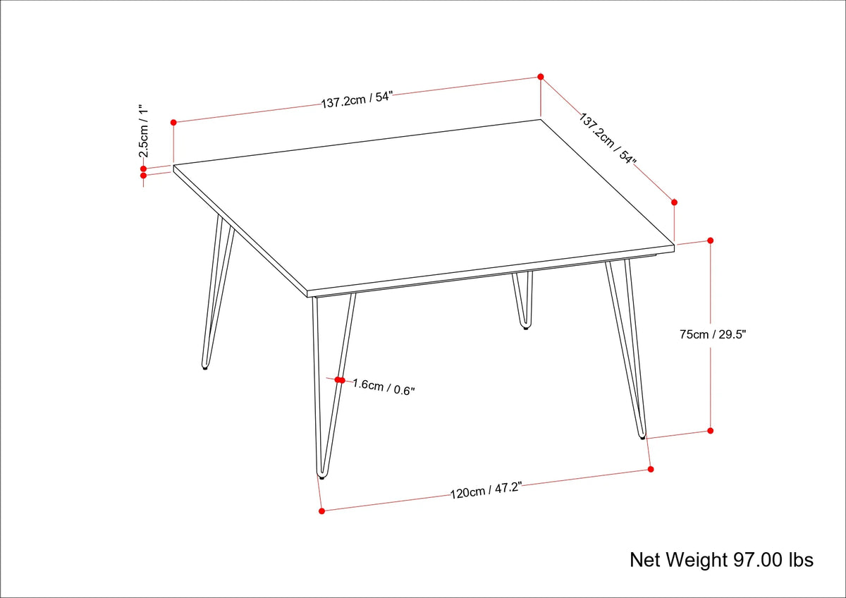 Solid Wood 54 inch Square Dining Table F39383