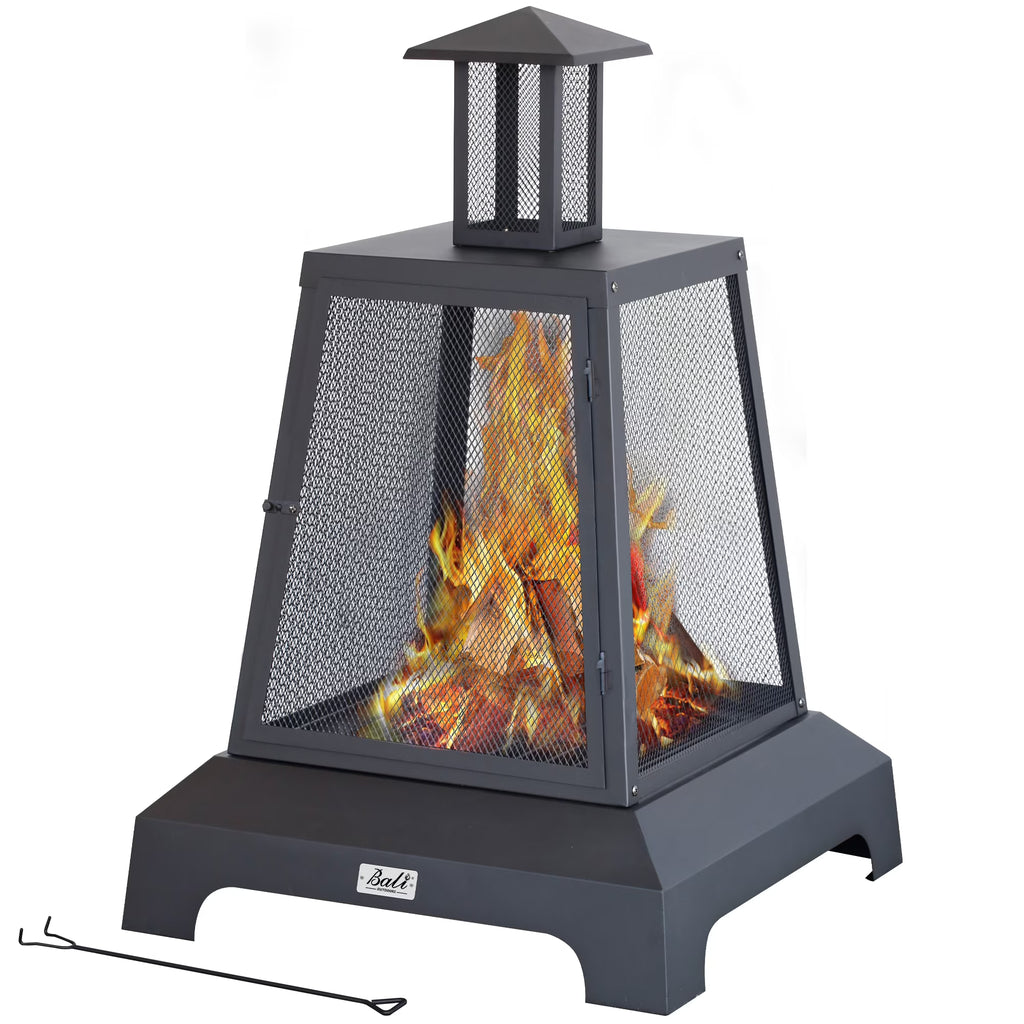 Black Steel Wood Burning Fire Pit Chimenea S86274