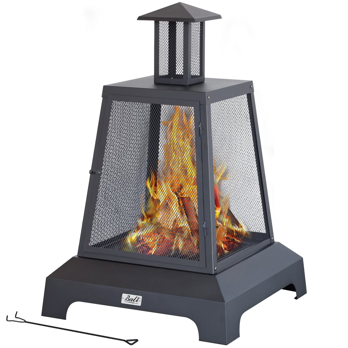 Black Steel Wood Burning Fire Pit Chimenea S86274