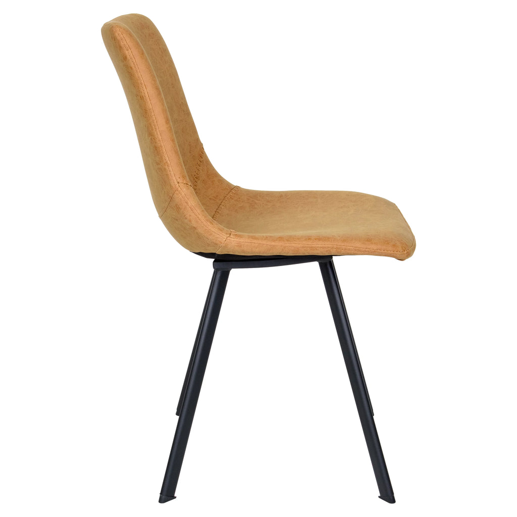 Light Brown Leather Dining Chair With Metal Legs X207149